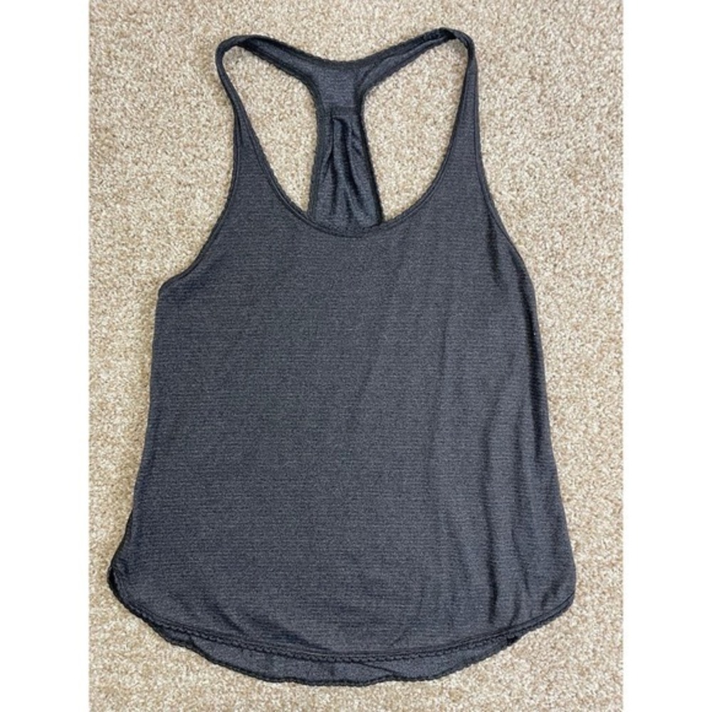 lululemon Singlet Racerback‎ Tank Top SzM Black Scalloped Edges